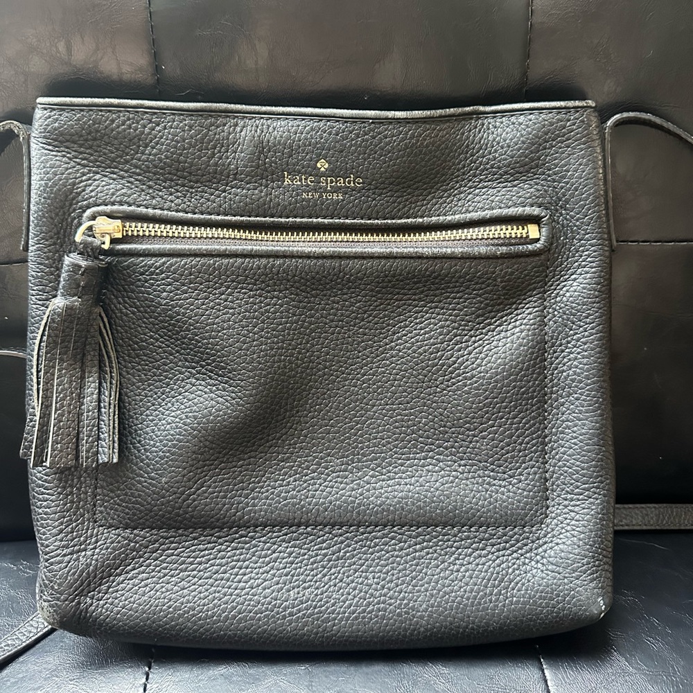 Kate Spade black leather crossbody bag